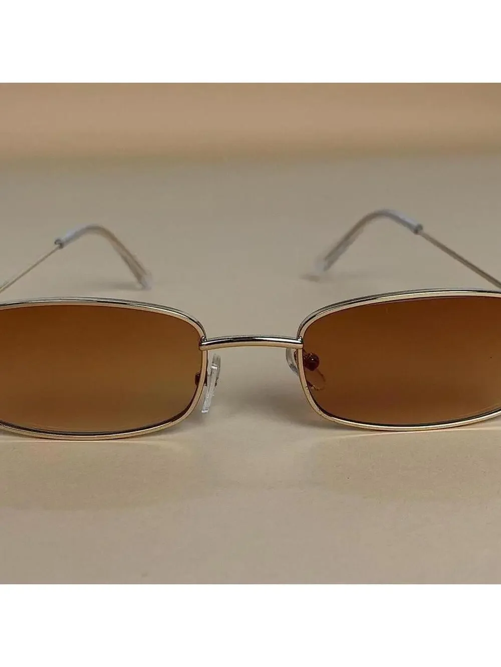 Y2k 2000s vintage brown and gold unique slim style silver mirror lense sunglasse